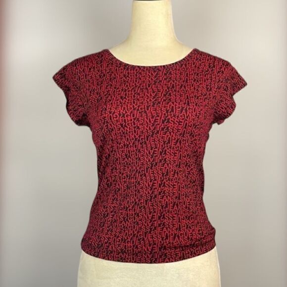 Guess Jeans Black & Red Nylon Logo Short Sleeve Top (Size: Medium) - Picture 5 of 13